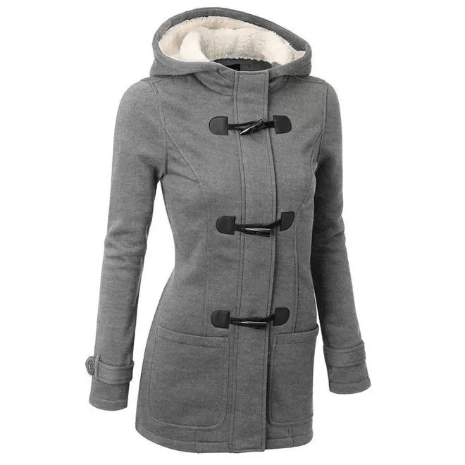 Women Breathable Stylish Horn Buutton Coat - WCT29125