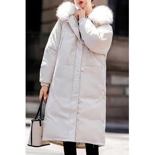 Women Mid Length Solid Pattern Long Sleeve Thick Pretty Warm Padded Jacket - WJC23765