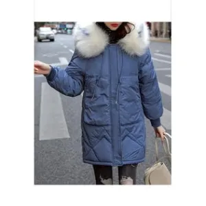 Women Mid Length Warm Solid Colored Thick Padded Jacket - WJC23423